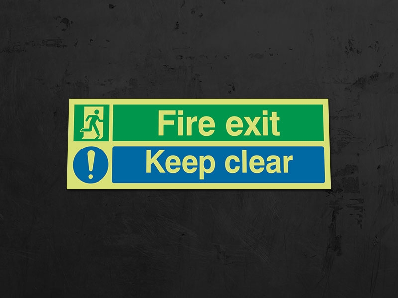 Fire Exit Glow In The Dark Safety Sign Free Delivery