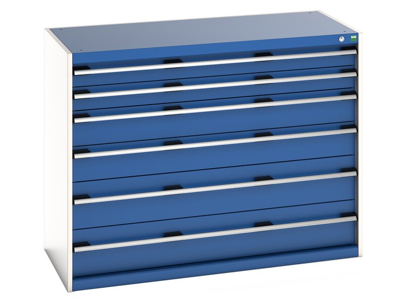 Multi Drawer Tool Cabinet (1000H x 1300W x 650L, Light Grey / Blue)