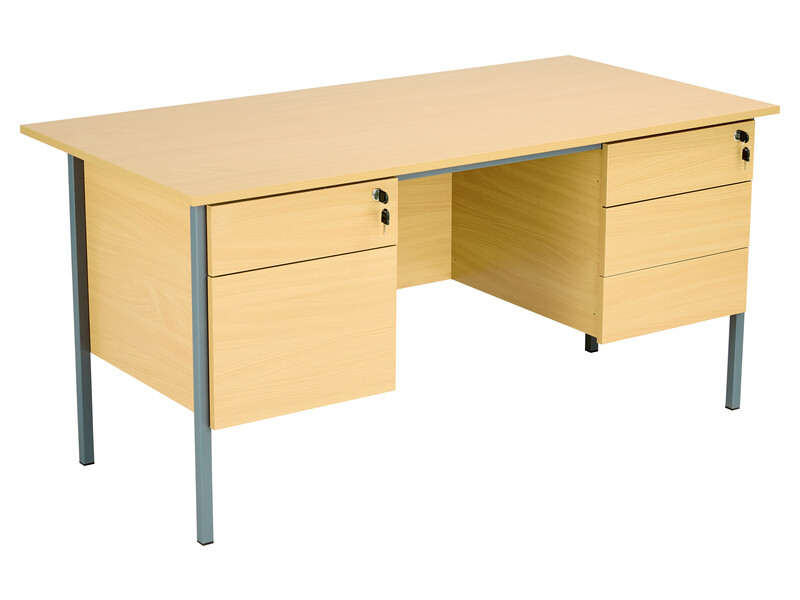 Double Pedestal Desk (726H x 1500W x 750L, Oak)