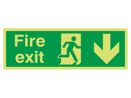 "Fire Exit Down" Glow in the Dark Safety Sign