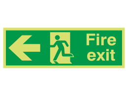 "Fire Exit Left" Glow in the Dark Safety Sign