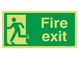 "Fire Exit Man Left" Glow in the Dark Safety Sign