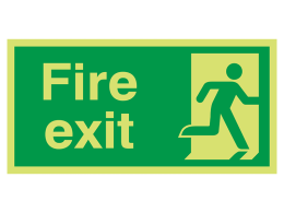 "Fire Exit Man Right" Glow in the Dark Safety Sign