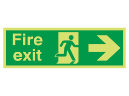 "Fire Exit Right" Glow in the Dark Safety Sign