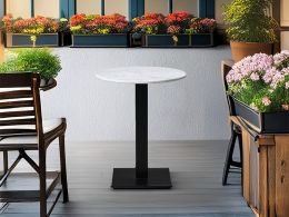 Forza Solid Marble Round Dining Height Table