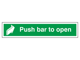 "Push Bar To Open" Fire Exit Sign