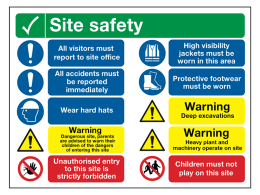 "Report-to Site Office" Construction Site Safety Board