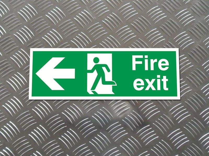 "Fire Exit Arrow Left" Fire Exit Direction Sign