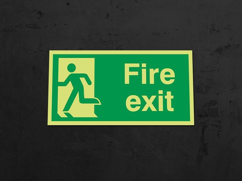 "Fire Exit Man Left" Glow in the Dark Safety Sign