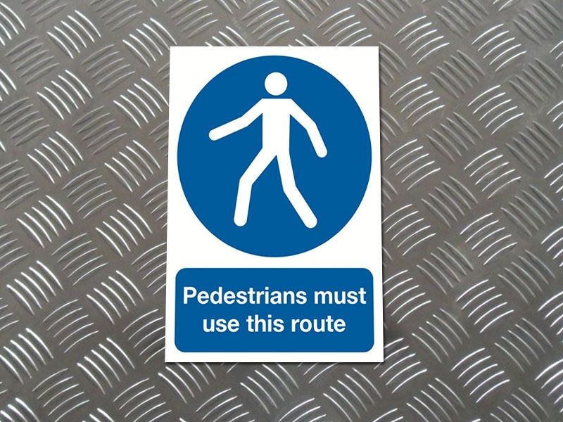 "Pedestrians Must Use This Route" Mandatory Site Safety Sign