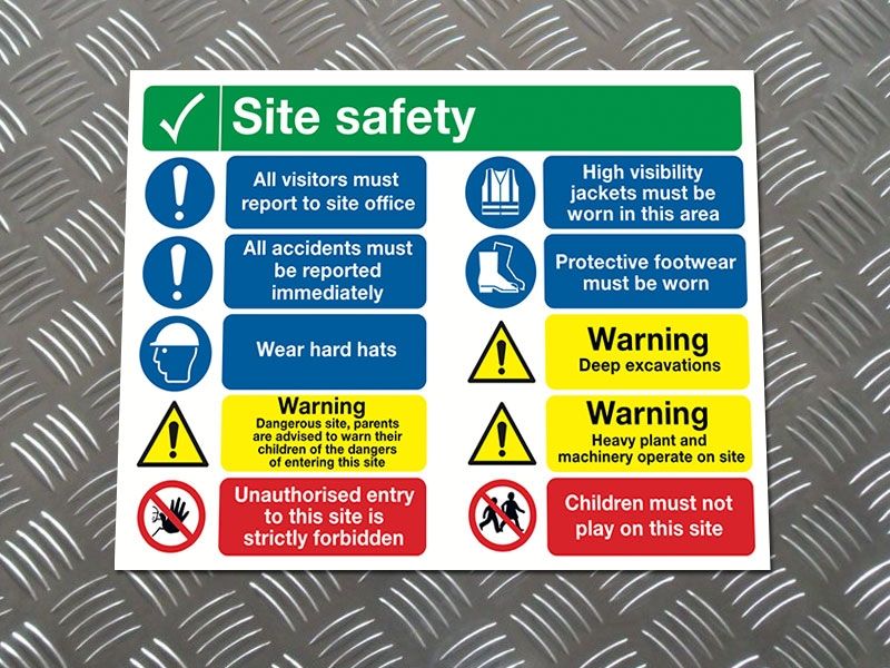 "Report-to Site Office" Construction Site Safety Board