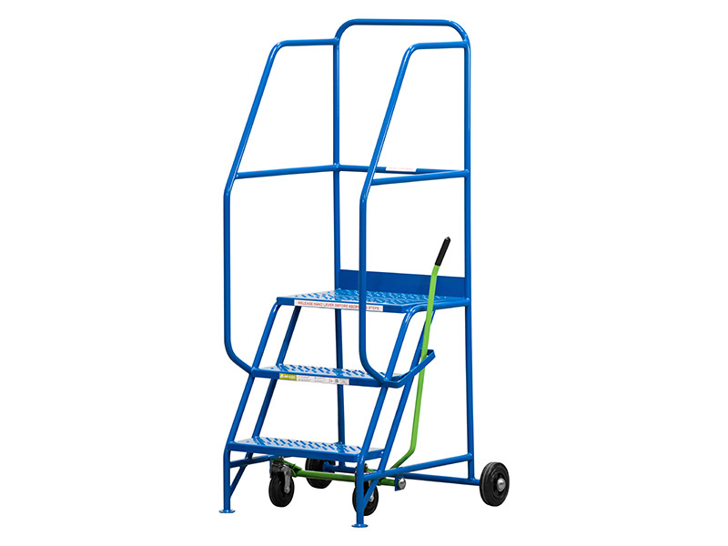 Mobile Steps with Platform (750mm 3 Tread, Blue)