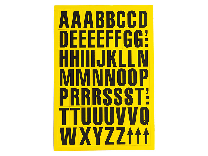 Magnetic Numbers and Letters (Letters, Black on Yellow)