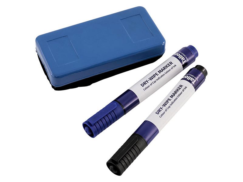 2 Whiteboard Markers & Eraser (Black/Blue)