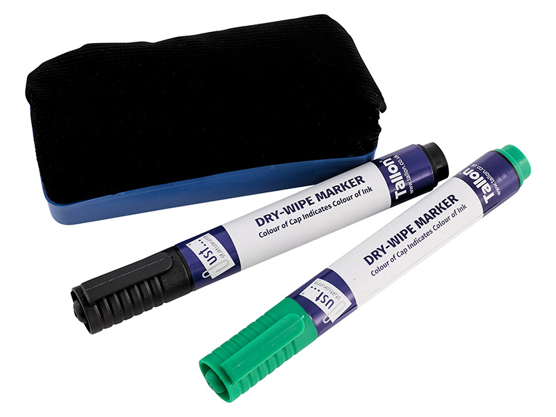 2 Whiteboard Markers & Eraser (Black/Green)