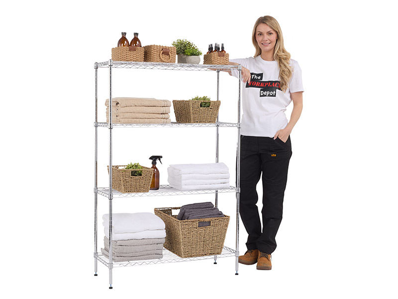 Chrome Wire Shelving (1365H x 900W x 350D, Chrome, No Wheels)