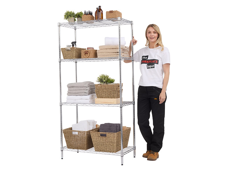 Chrome Shelving Unit (1785H x 900W x 450D, Chrome, No Wheels)