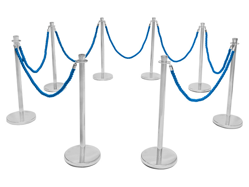 Barrier Posts and Ropes (8 Posts, Blue)