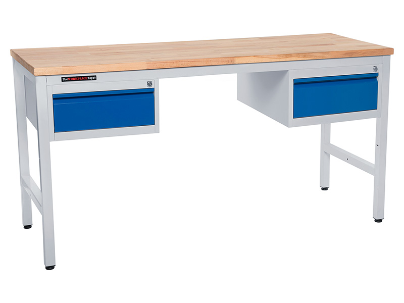 Long Workbench with Drawers (1600, 1 Left, 1 Right)